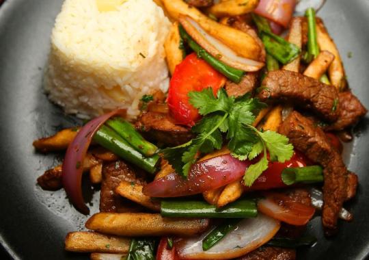 Peruvian Lomo Saltado Stir-Fried Beef Dish