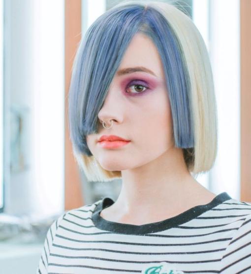 Bold Color Contrast: Two-Tone Bob Makes a Striking Statement