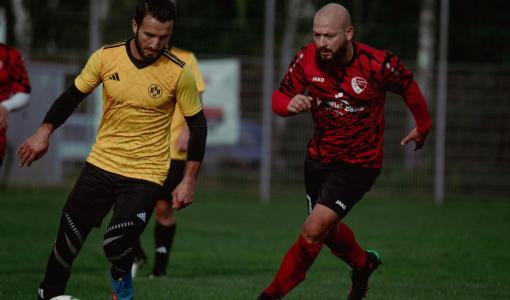 Soccer Player Dribbling Past Two Defenders with Skill