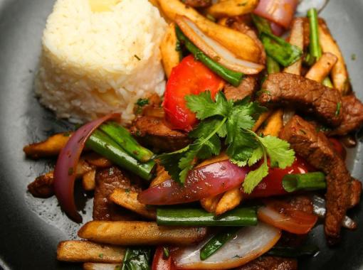 Peruvian Lomo Saltado Stir-Fried Beef Dish