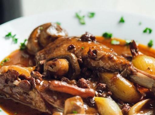 Coq au Vin French Chicken Stewed in Red Wine