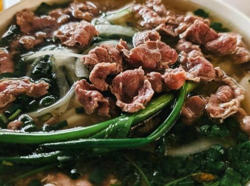 Vietnamese Pho Beef Noodle Soup with Herbs